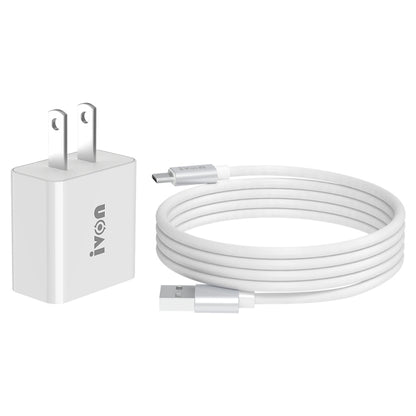 IVON AD-35 2 in 1 18W QC3.0 USB Port Travel Charger + 1m USB to Micro USB Data Cable Set, US Plug(White) - Mobile Accessories by IVON | Online Shopping UK | buy2fix