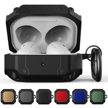 For Samsung Galaxy Buds 2 / Buds Pro / Buds Live / Buds 2 Pro Mecha Hardware TPU Earphone Protective Case with Hook(Black) - Samsung Earphone Case by buy2fix | Online Shopping UK | buy2fix