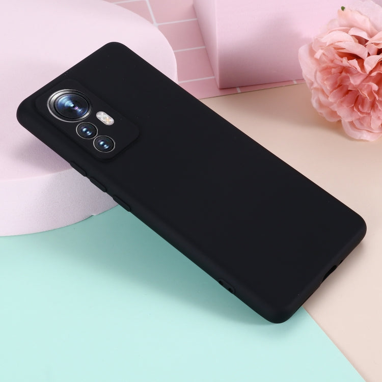 For Xiaomi 12 Pro Pure Color Liquid Silicone Phone Case(Black) - 12 Pro Cases by buy2fix | Online Shopping UK | buy2fix