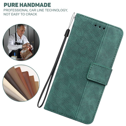 For Samsung Galaxy A13 4G Geometric Embossed Leather Phone Case(Green) - Samsung Accessories by buy2fix | Online Shopping UK | buy2fix