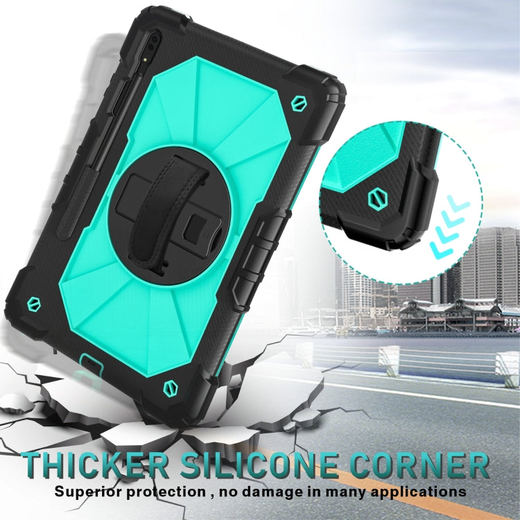 For Samsung Galaxy Tab S8+ 12.4 inch SM-X800 / SM-X806 Contrast Color Robot Shockproof Silicone + PC Tablet Case(Black+Aqua) - Other Galaxy Tab PC by buy2fix | Online Shopping UK | buy2fix