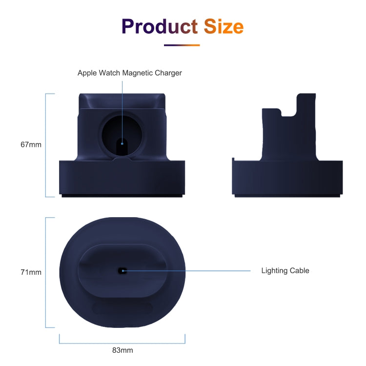 A001 3 In 1 Silicone Charging Holder for iPhone / iWatch / AirPods(Dark Blue) - Apple Accessories by buy2fix | Online Shopping UK | buy2fix