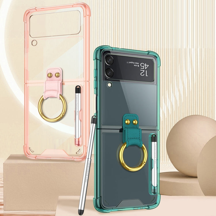 For Samsung Galaxy Z Flip3 5G GKK Shockproof Airbag Phone Case with Ring Holder & Stylus Pen(Transparent) - Galaxy Phone Cases by GKK | Online Shopping UK | buy2fix