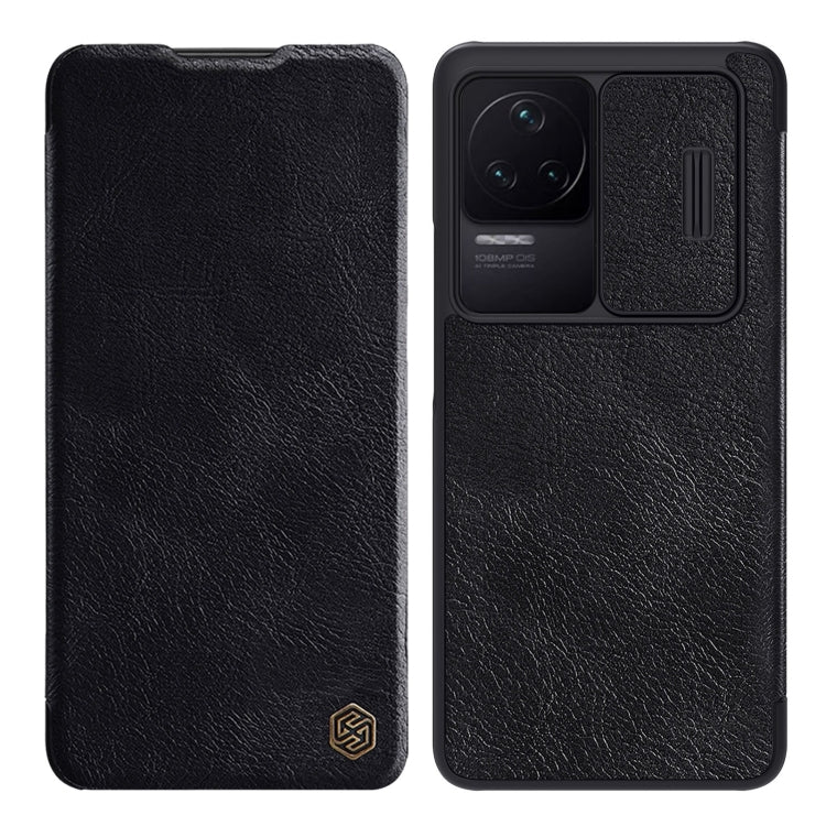 For Xiaomi Redmi K50 / K50 Pro NILLKIN QIN Series Pro Sliding Camera Cover Leather Phone Case(Black) - Xiaomi Cases by NILLKIN | Online Shopping UK | buy2fix