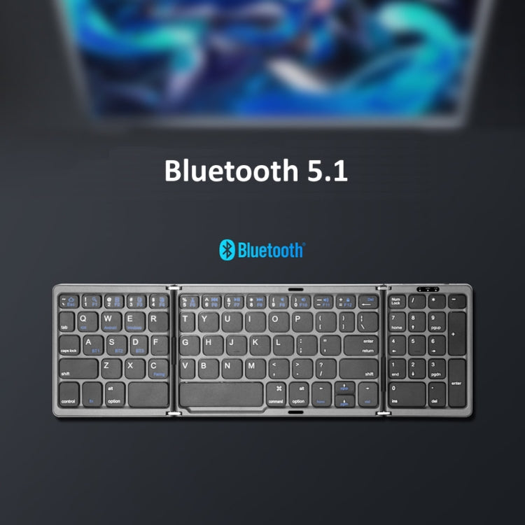 B089 Bluetooth Foldable Keyboard with Numeric(Grey) - Wireless Keyboard by buy2fix | Online Shopping UK | buy2fix