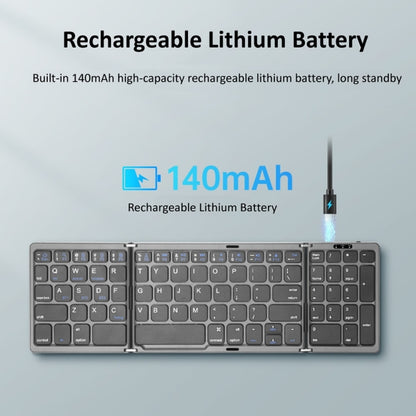 B089T Foldable Bluetooth Keyboard Rechargeable with Touchpad(Grey) - Wireless Keyboard by buy2fix | Online Shopping UK | buy2fix