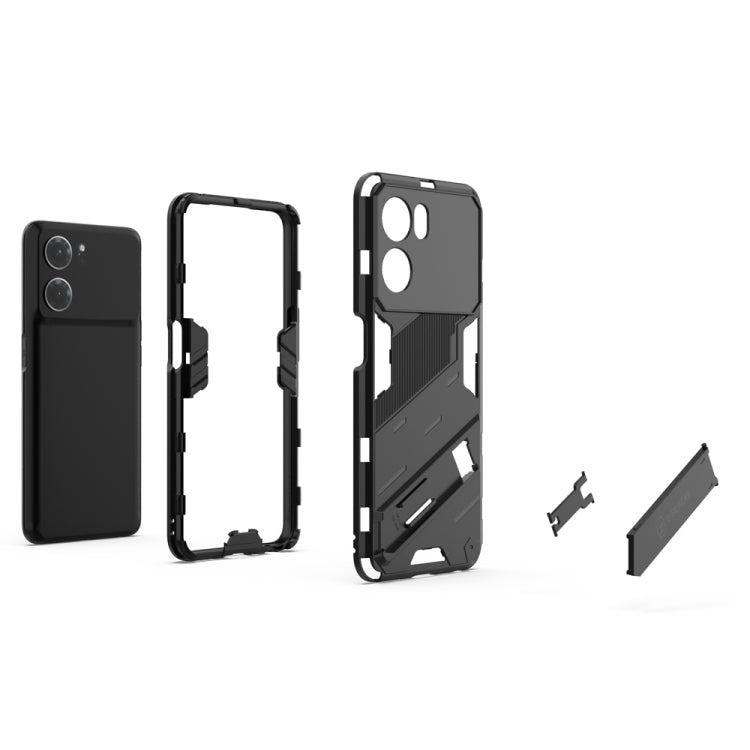 For OPPO K10 5G China Punk Armor 2 in 1 PC + TPU Shockproof Phone Case with Invisible Holder(Red) - OPPO Cases by buy2fix | Online Shopping UK | buy2fix