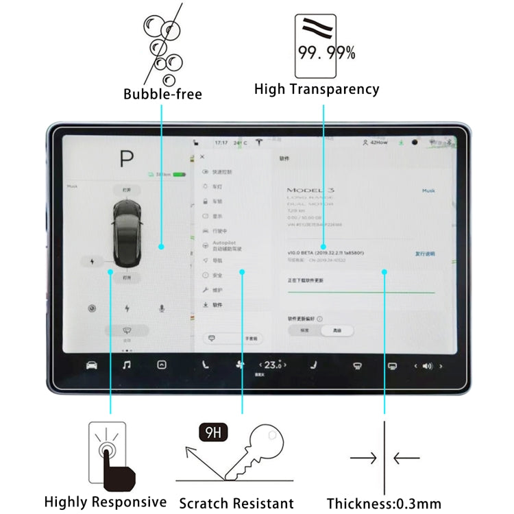 Car Navigator Protective Film Tempered Glass Film For Tesla 15.6 - In Car by buy2fix | Online Shopping UK | buy2fix