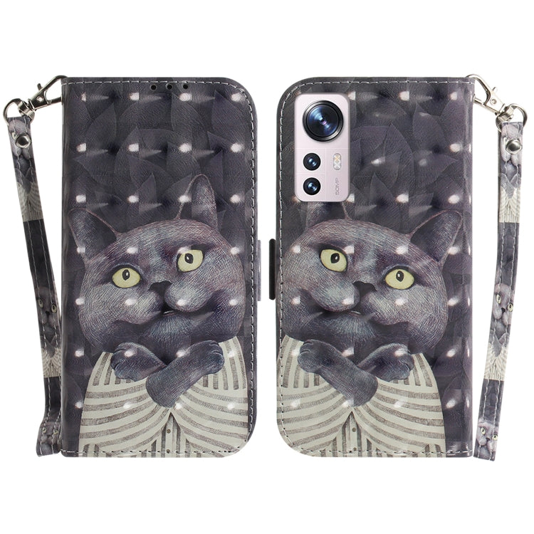 For Xiaomi 12 / 12X 3D Colored Horizontal Flip Leather Phone Case(Hug Cat) - 12 Cases by buy2fix | Online Shopping UK | buy2fix