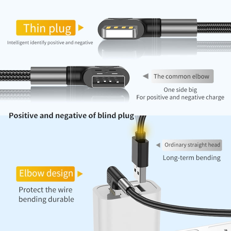 3A USB to USB-C/Type-C Double Elbow Charging Cable(1m) -  by buy2fix | Online Shopping UK | buy2fix