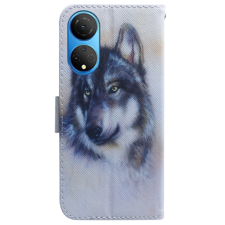 For Honor X7 Coloured Drawing Leather Phone Case(White Wolf) - Honor Cases by buy2fix | Online Shopping UK | buy2fix