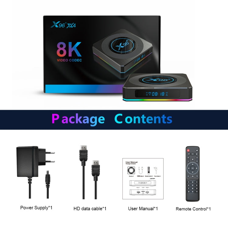 X96 X4 8K Smart TV BOX Android 11.0 Media Player, Amlogic S905X4 Quad Core ARM Cortex A55, RAM: 2GB, ROM: 16GB, Plug Type:UK Plug - Consumer Electronics by buy2fix | Online Shopping UK | buy2fix