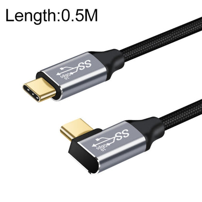 50cm 10Gbps USB-C / Type-C Male Straight to Male Elbow Charging Data Transmission Cable - Computer & Networking by buy2fix | Online Shopping UK | buy2fix