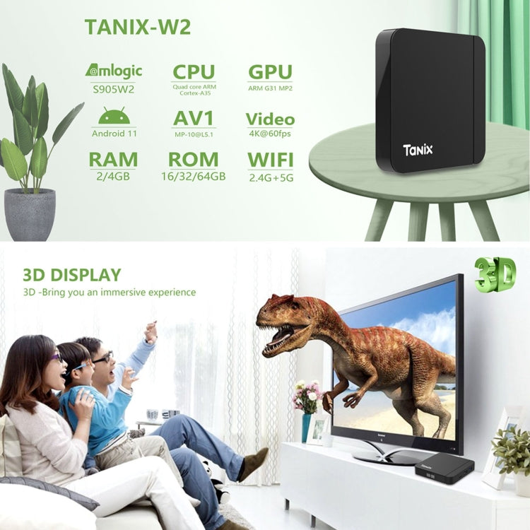 Tanix W2 Amlogic S905 Quad Core Smart TV Set Top Box, RAM:4G+32G With Dual Wifi/BT(EU Plug) - Amlogic S905 by buy2fix | Online Shopping UK | buy2fix