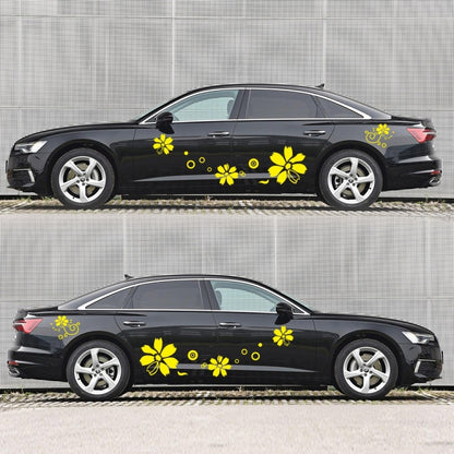 2 PCS/Set D-510 Flowers Pattern Car Modified Decorative Sticker(Yellow) - In Car by buy2fix | Online Shopping UK | buy2fix