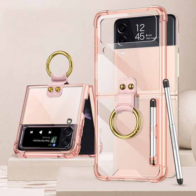 For Samsung Galaxy Z Flip4 GKK Airbag Protective Phone Case with Ring & Pen(Pink) - Galaxy Z Flip4 5G Cases by GKK | Online Shopping UK | buy2fix