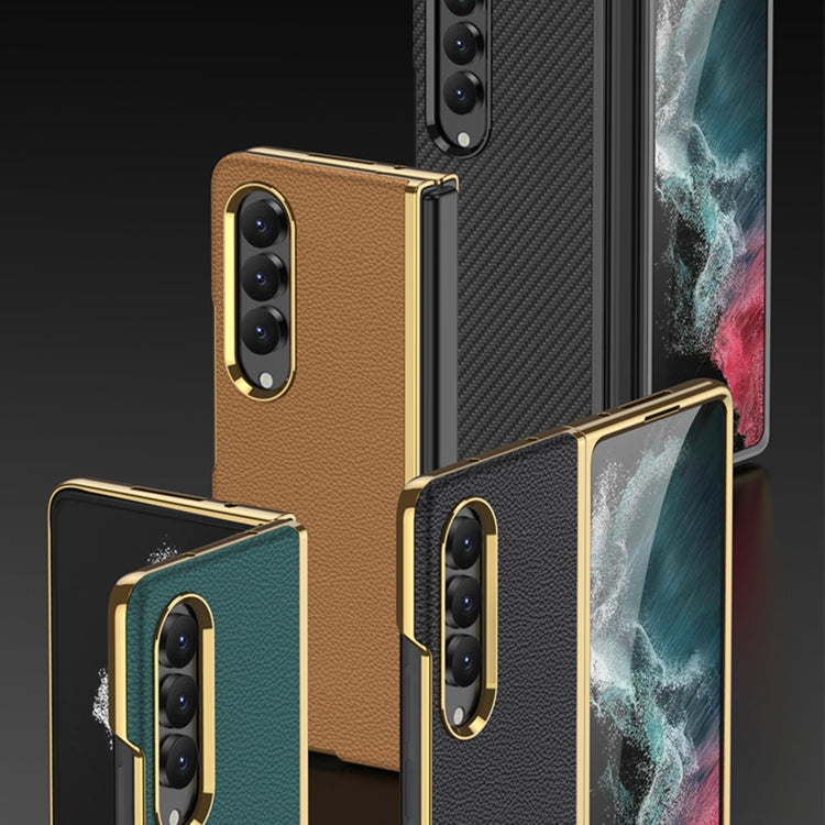 For Samsung Galaxy Z Fold4 GKK Electroplating Leather Surface Phone Case(Gold Green) - Galaxy Z Fold4 5G Cases by GKK | Online Shopping UK | buy2fix