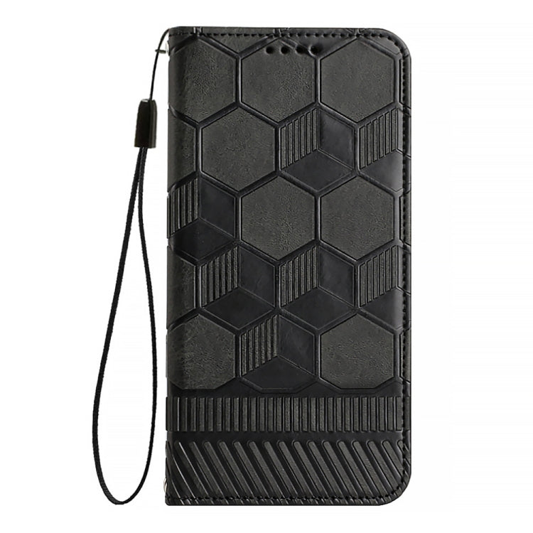 For Samsung Galaxy S22 Ultra 5G Football Texture Magnetic Leather Flip Phone Case(Black) - Galaxy S22 Ultra 5G Cases by buy2fix | Online Shopping UK | buy2fix