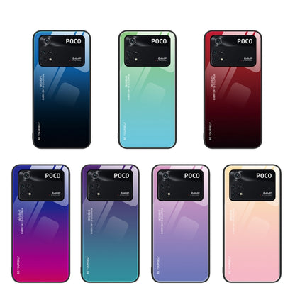 For Xiaomi Poco M4 Pro 4G Gradient Color Glass Case(Blue Black) - Xiaomi Cases by buy2fix | Online Shopping UK | buy2fix