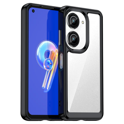 For Asus ZenFone 9 Colorful Series Acrylic + TPU Phone Case(Black) - Mobile Accessories by buy2fix | Online Shopping UK | buy2fix