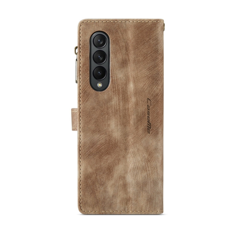 For Samsung Galaxy Z Fold4 5G CaseMe C30 Multifunctional Card Slots Zipper Phone Leather Phone Case(Brown) - Galaxy Z Fold4 5G Cases by CaseMe | Online Shopping UK | buy2fix