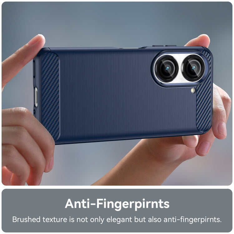 For Asus Zenfone 9 Brushed Texture Carbon Fiber TPU Case(Blue) - ASUS Cases by buy2fix | Online Shopping UK | buy2fix