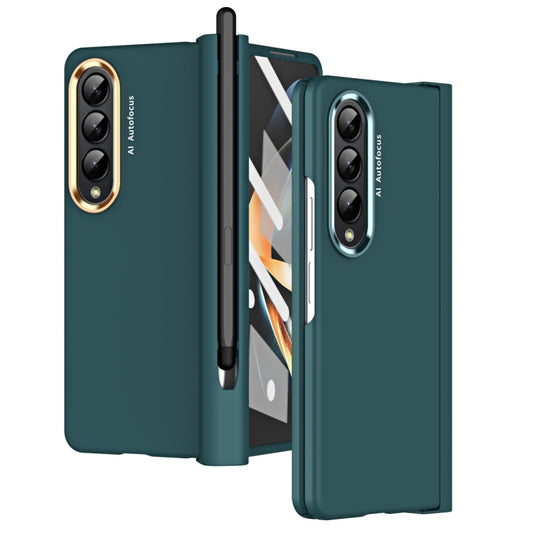For Samsung Galaxy Z Fold4 Skin Feel Two-color Contact Lens Hinge Flip Phone Case with Pen Slot(Aoyama Dai) - Galaxy Z Fold4 5G Cases by buy2fix | Online Shopping UK | buy2fix