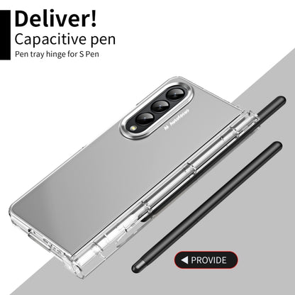 For Samsung Galaxy Z Fold4 Skin Feel Two-color Contact Lens Hinge Flip Phone Case with Pen Slot(Transparent) - Galaxy Z Fold4 5G Cases by buy2fix | Online Shopping UK | buy2fix