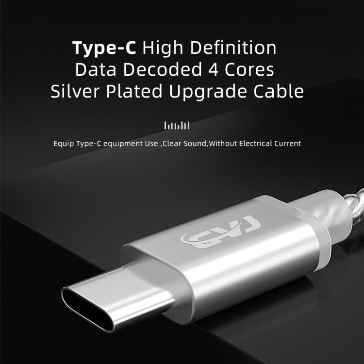 CVJ V5.TC 1.25m Type-C Digital Decoding Silver-plated Earphone Cable, Style:0.78mm(Silver) - Cable & Splitter by CVJ | Online Shopping UK | buy2fix