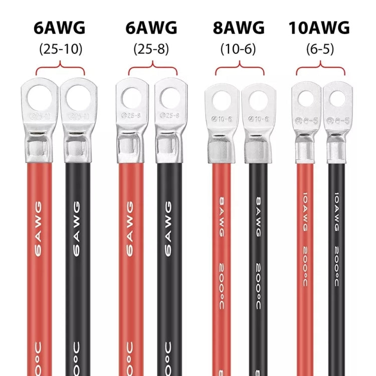 8AWG 10-6 Car 50cm Red + Black Pure Copper Battery Inverter Cable - In Car by buy2fix | Online Shopping UK | buy2fix