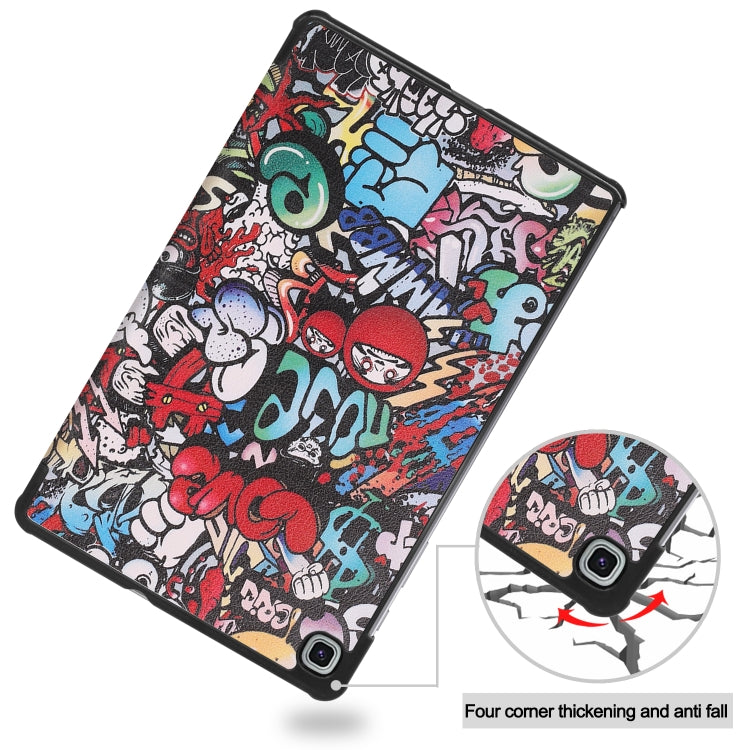 For Samsung Galaxy Tab S6 Lite P610 10.4 inch Colored Drawing Horizontal Flip Leather Case, with Three-folding Holder(Graffiti) - Samsung Accessories by buy2fix | Online Shopping UK | buy2fix