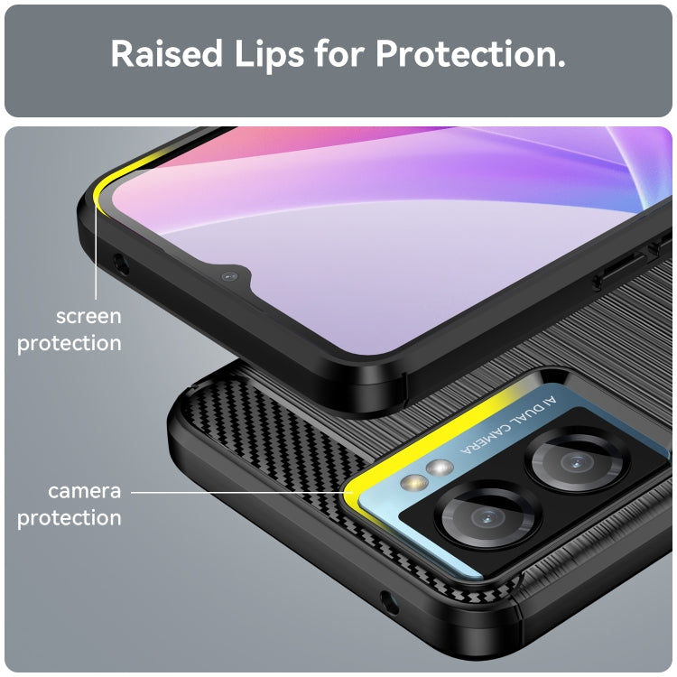 For OPPO A57S Carbon Fiber Brushed Texture TPU Case(Black) - OPPO Cases by buy2fix | Online Shopping UK | buy2fix