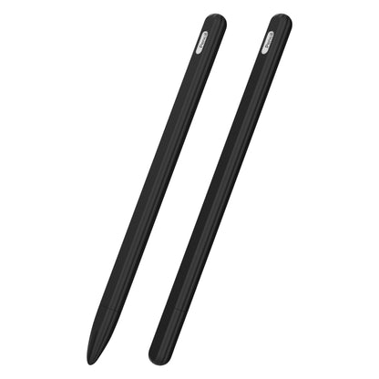 3 in 1 Striped Liquid Silicone Stylus Case with Two Tip Caps For Apple Pencil 1(Black) - Pencil Accessories by buy2fix | Online Shopping UK | buy2fix