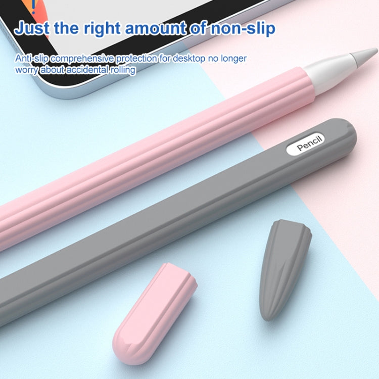 3 in 1 Striped Liquid Silicone Stylus Case with Two Tip Caps For Apple Pencil 1(Midnight Blue) - Pencil Accessories by buy2fix | Online Shopping UK | buy2fix