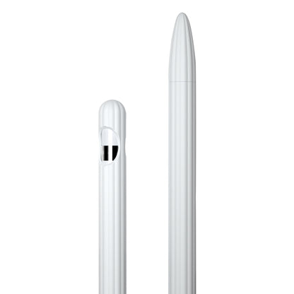 3 in 1 Striped Liquid Silicone Stylus Case with Two Tip Caps For Apple Pencil 2(White) - Pencil Accessories by buy2fix | Online Shopping UK | buy2fix