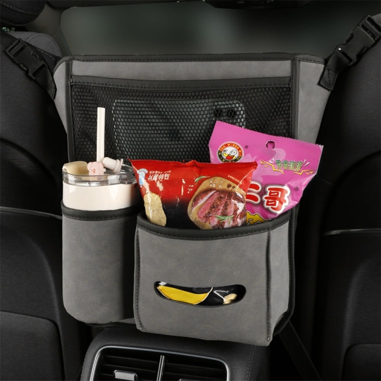 Car Center Console Hanging Bag Sheepskin Leather Storage Bag(Grey) - In Car by buy2fix | Online Shopping UK | buy2fix