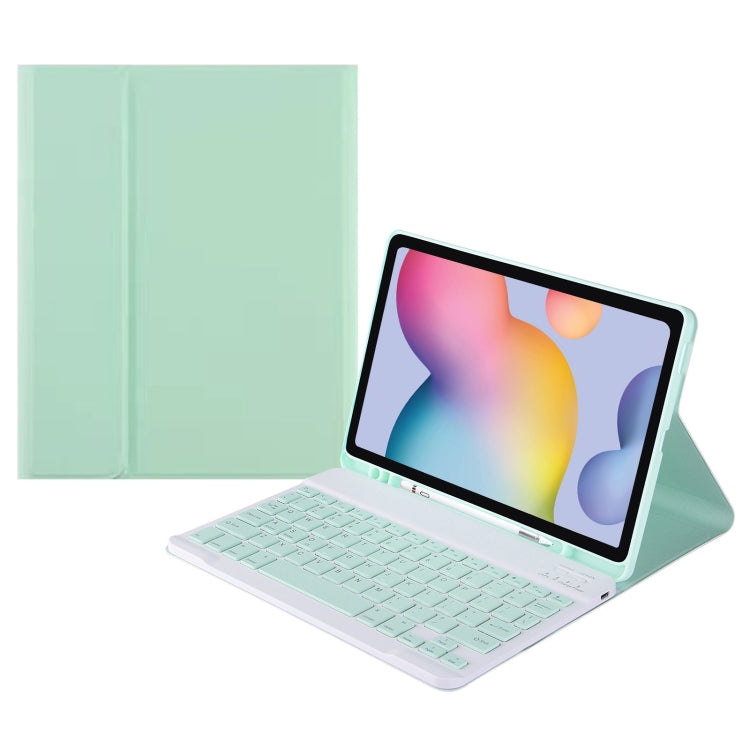 Square Cap Bluetooth Keyboard Leather Case with Pen Slot For Samsung Galaxy Tab S7(Green) - Samsung Keyboard by buy2fix | Online Shopping UK | buy2fix