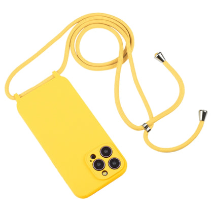 For iPhone 14 Pro Max Crossbody Lanyard Liquid Silicone Case(Yellow) - iPhone 14 Pro Max Cases by buy2fix | Online Shopping UK | buy2fix
