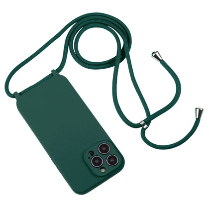 For iPhone 14 Pro Max Crossbody Lanyard Liquid Silicone Case(Pine Needle Green) - iPhone 14 Pro Max Cases by buy2fix | Online Shopping UK | buy2fix