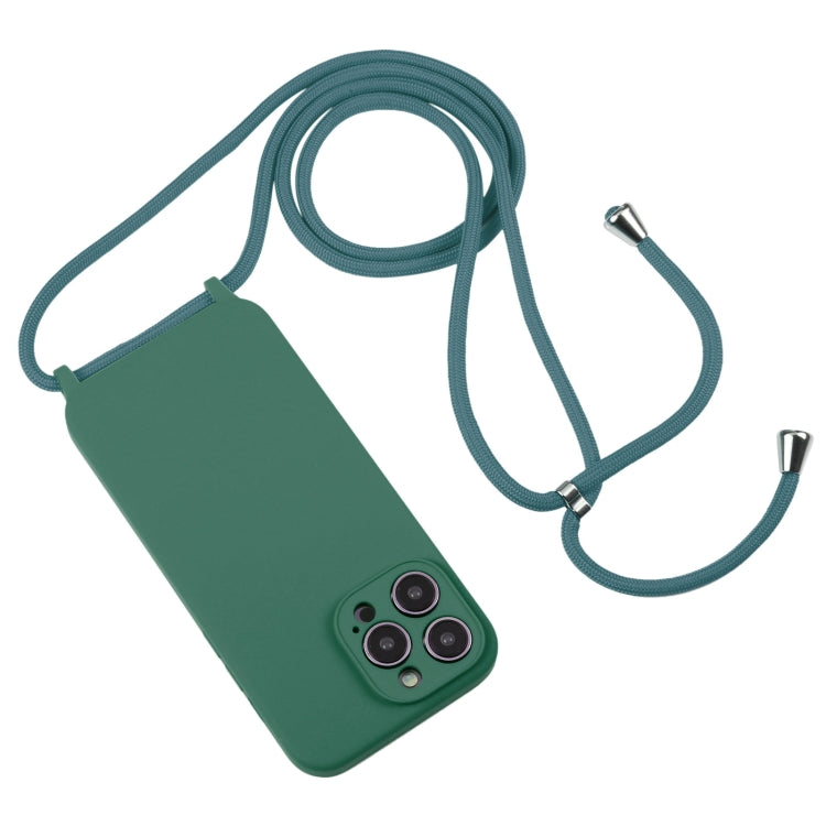 For iPhone 14 Pro Max Crossbody Lanyard Liquid Silicone Case(Emerald Green) - iPhone 14 Pro Max Cases by buy2fix | Online Shopping UK | buy2fix