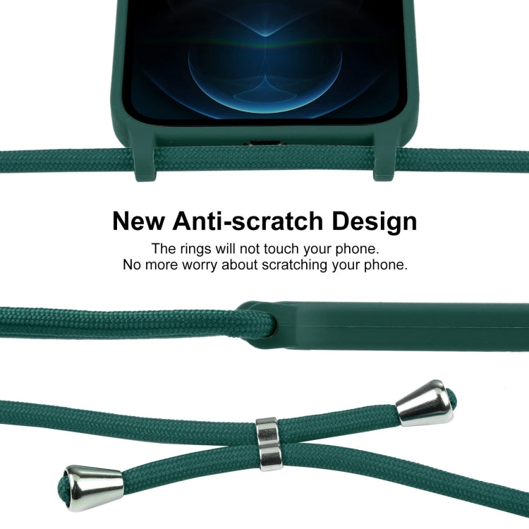 For iPhone 12 Pro Max Crossbody Lanyard Liquid Silicone Case(Pine Needle Green) - iPhone 12 Pro Max Cases by buy2fix | Online Shopping UK | buy2fix