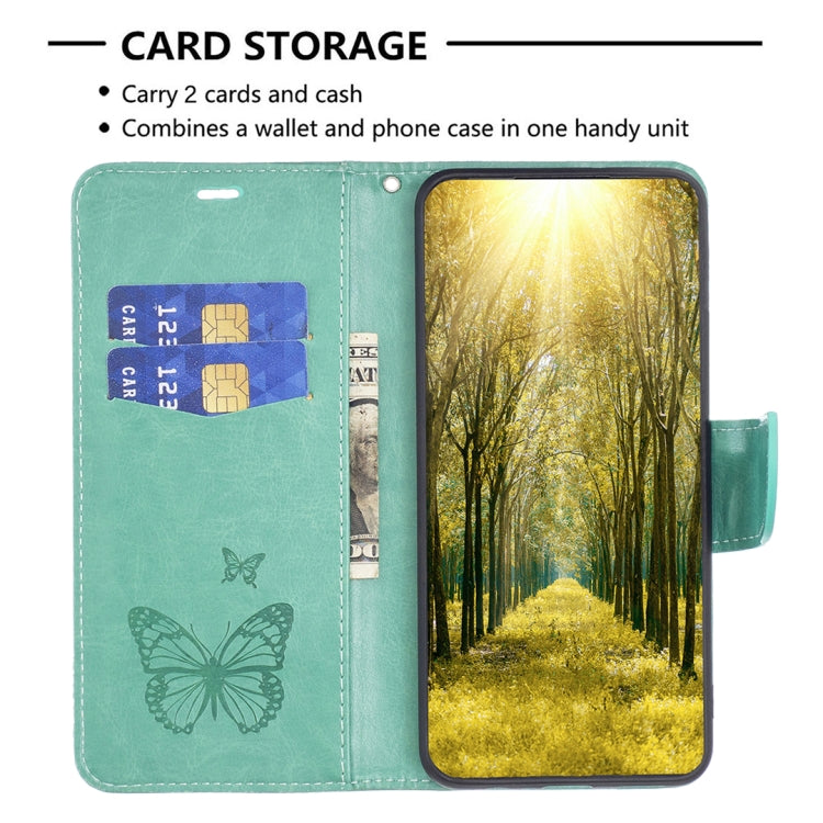 For Xiaomi Redmi A1/A1+ Two Butterflies Embossing Leather Phone Case(Green) - Xiaomi Cases by buy2fix | Online Shopping UK | buy2fix