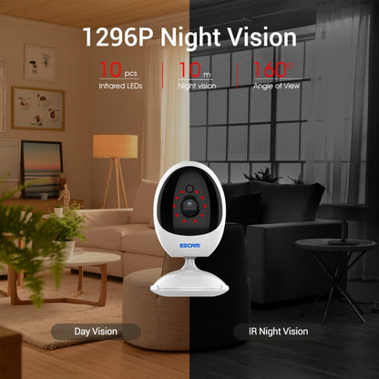 ESCAM QF006 3MP 1296P HD Indoor Wireless PTZ IP Camera IR Night Vision AI Humanoid Detection Home Security CCTV Monitor, Plug Type:EU Plug(White) - Mini Camera by ESCAM | Online Shopping UK | buy2fix