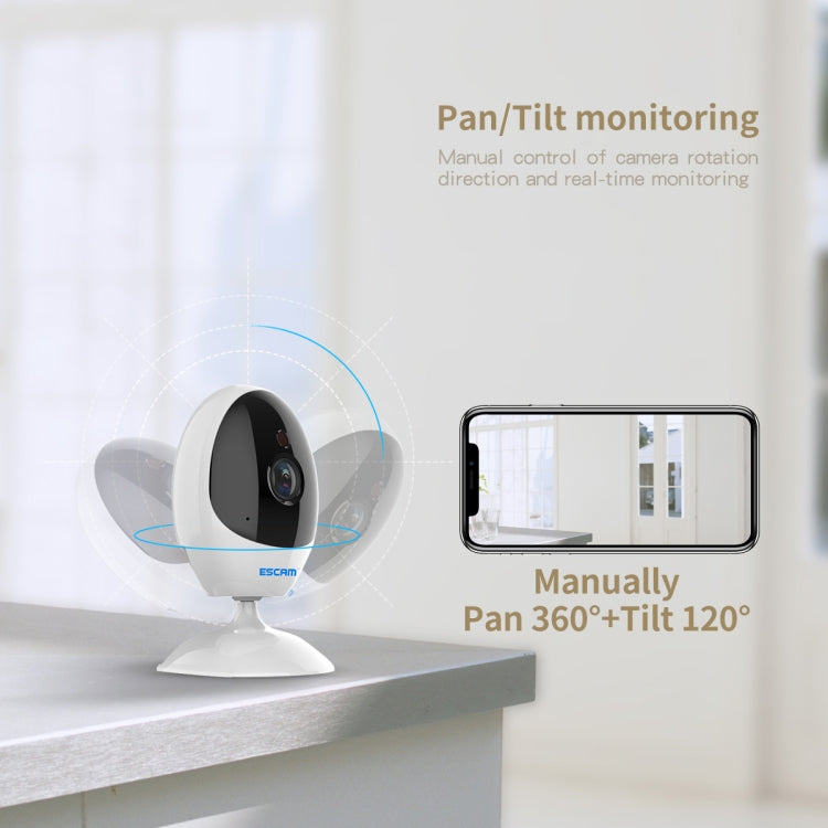 ESCAM QF006 3MP 1296P HD Indoor Wireless PTZ IP Camera IR Night Vision AI Humanoid Detection Home Security CCTV Monitor, Plug Type:EU Plug(White) - Mini Camera by ESCAM | Online Shopping UK | buy2fix