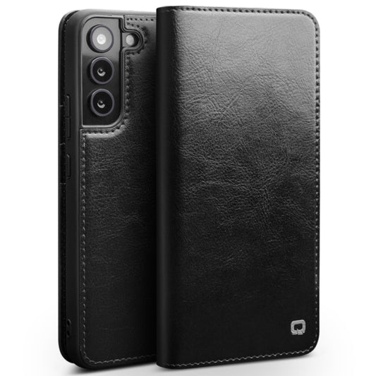 For Samsung Galaxy S22 5G QIALINO Genuine Leather Phone Case(Black) - Galaxy S22 5G Cases by QIALINO | Online Shopping UK | buy2fix