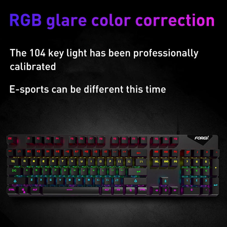 FOREV FVQ302 Mixed Color Wired Mechanical Gaming Illuminated Keyboard(Black Red) - Wired Keyboard by buy2fix | Online Shopping UK | buy2fix