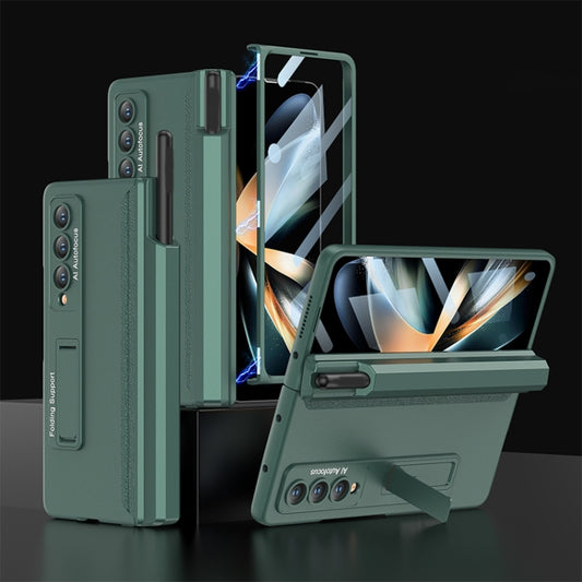 For Samsung Galaxy Z Fold4 GKK Integrated Magnetic Full Coverage Phone Case with Pen Drawer(Night Green) - Galaxy Z Fold4 5G Cases by GKK | Online Shopping UK | buy2fix