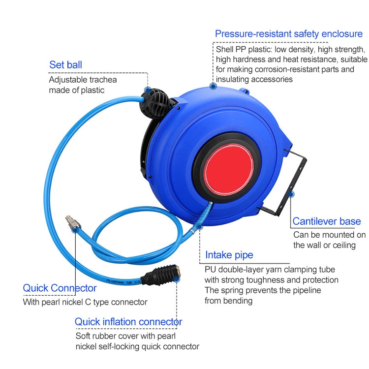 LAIZE Automatic Retractable Air Hose Reel Pneumatic PU Tube, Specification:12x8mm, 15m -  by LAIZE | Online Shopping UK | buy2fix