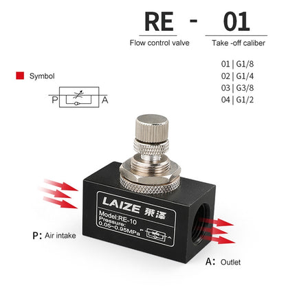 LAIZE Pneumatic Speed Regulating One-way Throttle Valve, Specification:RE-10 DN15mm -  by LAIZE | Online Shopping UK | buy2fix