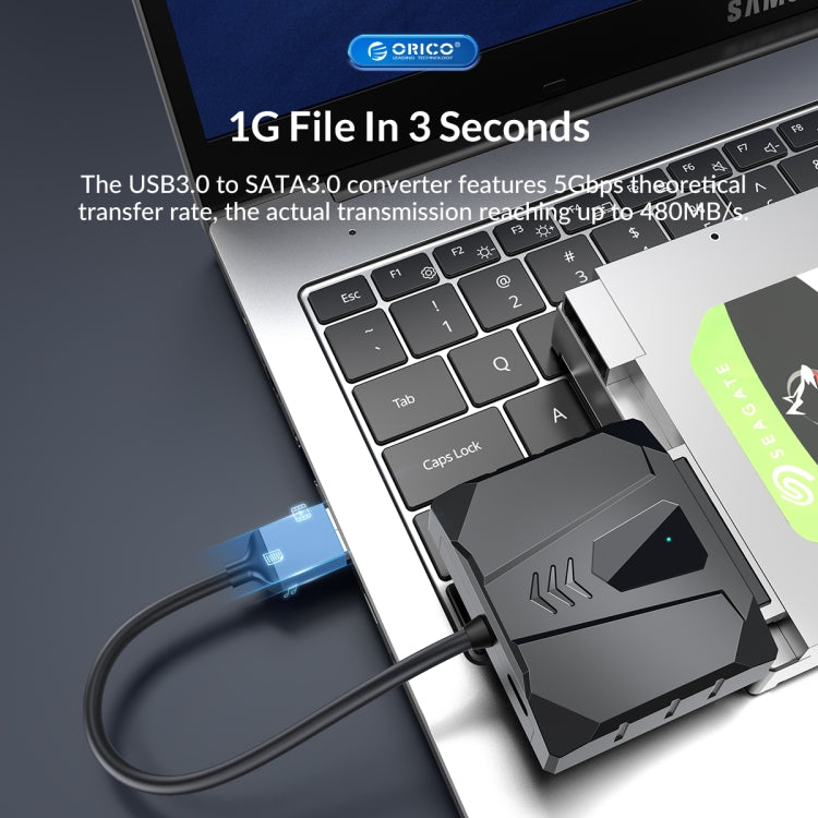 ORICO UTS2 USB 3.0 2.5-inch SATA HDD Adapter with 12V 2A Power Adapter, Cable Length:0.3m(UK Plug) - USB to IDE / SATA by ORICO | Online Shopping UK | buy2fix